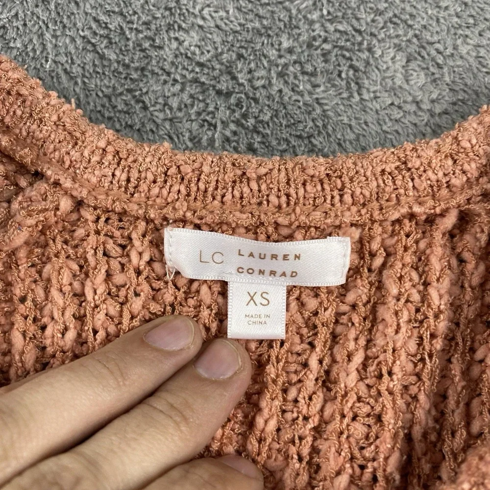 Lauren Conrad‎ Sweater Womens XS Orange Long Sleeve Button Up - Picture 7 of 13
